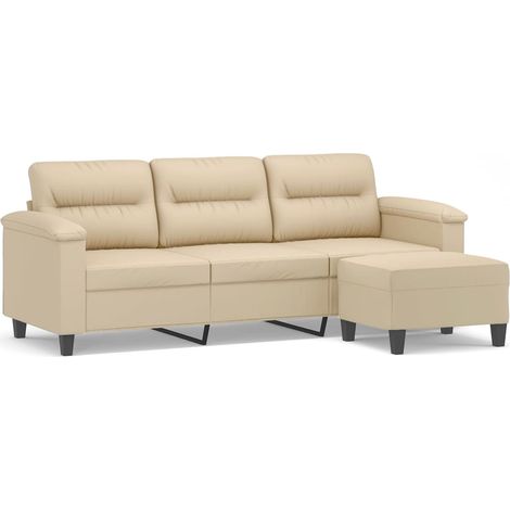 Canapé 3 places,Sofa pour Salon,Banquette avec repose-pieds Crème 180 cm Tissu microfibre CFW854130 (1/5)