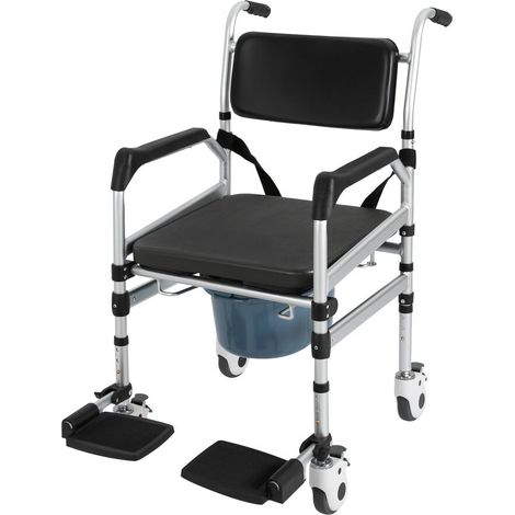 Silla de ducha con ruedas Silla de inodoro plegable Silla de ruedas Asiento de ducha impermeable (1/5)