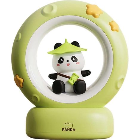 Veilleuse Lune Panda Mignonne Lampe de chevet avec Commande Tactile, LED, 3 Niveaux de Luminosité, Lumière Douce et Dessin Animé pour Enfants et Chambre d'Enfant