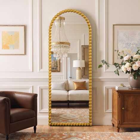 Miroir sur pied antique 145 x 53 cm - Miroir mural décoratif vintage doré - Miroir mural décoratif pour la maison - Miroir pour Woonkamer - Chambre de slap (1/5)