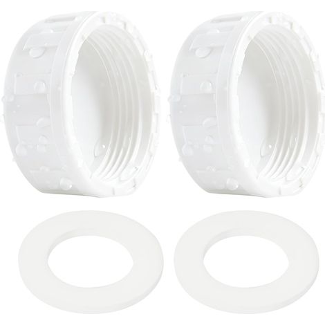 Lot de 2 Bouchons de Tuyau en PVC 25mm Blanc avec Joints en Caoutchouc pour Raccords Filetés Femelles 3/4 Pouces, Capuchon d'Obturation pour Arrosage et Plomberie (1/5)