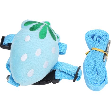 Laisse et harnais bleu fraise pour petit animal de compagnie, ensemble poitrine et dos pour lapin, idéal pour les promenades avec traction. Bleu fraise S (1/5)
