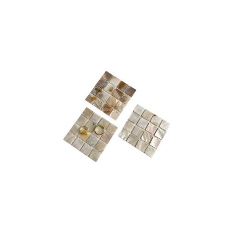3 Coasters carrés en coquille de conque naturelle, isolants avec mosaïque, accessoire pour photographie, décoration de salle à manger ou de chambre, cadeau pour la Saint-Valentin. (1/4)