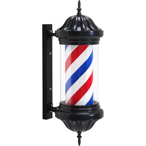 BarberPub Barber Pole Barbierstab, Barbershop Friseurstange mit LED Leucht Salon Einrichtung, Drehbar Stange Friseursalon, Rot Weiß Blau Salon Säule, 70CM Barbier Stange Licht, Energie Sparen L054BC (1/5)