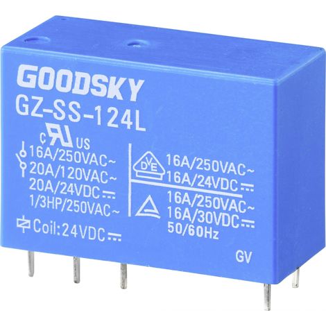 GOODSKY GZ-SS-124L RELAIS POUR CIRCUITS IMPRIMÉS 24 V/DC 20 A 1 INVERSEUR (RT) 1 PC(S) TUBE (1/2)
