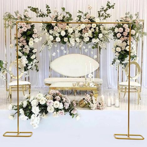Arche de ballons - Cadre en métal pour arche de mariage et de fête - Décoration DIY - Arche de mariage - Cadre de ballon (doré, 2 x 2,1 m) (1/5)