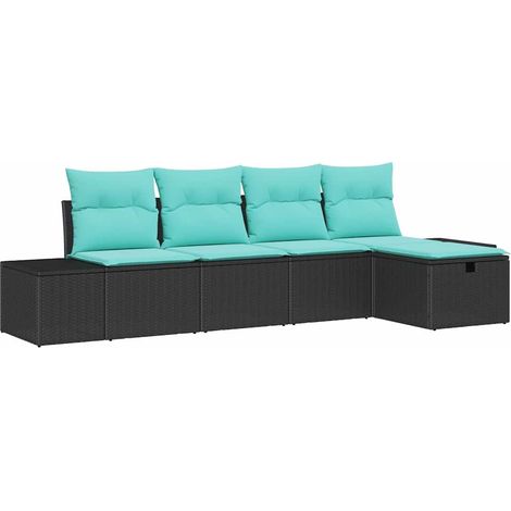Garden Sofa Set 5 pcs Black Poly Rattan vidaXL (1/5)