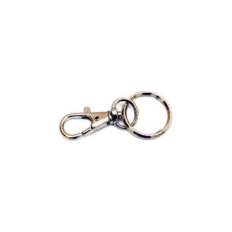 MOSCHETTONI PICCOLI A SCATTO CON ANELLO GIREVOLE IN ACCIAIO NICHELATO- - mm.45 - 50 pezzi