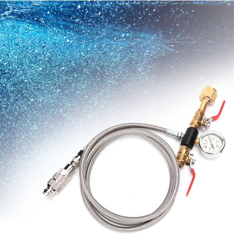 Adaptateur de tuyau de remplissage CO2 à double valve de 1,8 m avec manomètre pour Sodastream (W21.8-14) (1/5)