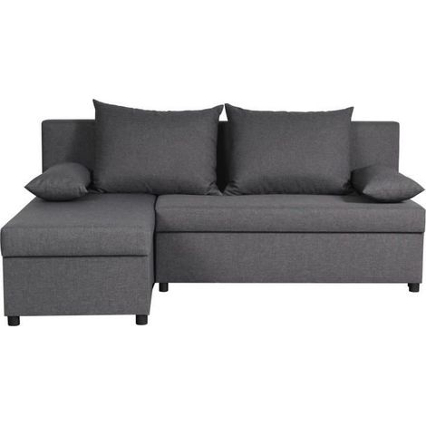 Canapé d'angle réversible – Tissu Gris – L 192 x P 143 x H 79 cm – JOSS - Fabriqué en Ukraine (1/4)