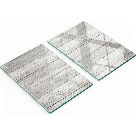 Juego de tablas de cocina de vidrio templado con diseño de madera, 2 x 40 x 52 cm. (1/5)