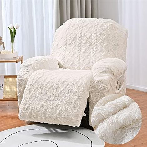 Stretchhusse für Relaxsessel Komplett Sesselbezug, Jacquard Plüsch 6-Teilig Sesselschoner für Recliner Stuhl Sessel, Stretch Sofabezug, Elastisch Bezug für Fernsehsessel Liege (1/5)