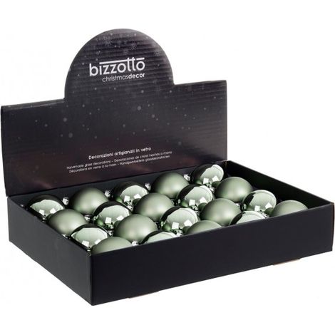 Palline per albero di Natale in vetro decorate color Verde Cinabro Opaco e Lucido -20 sfere da 6 cm