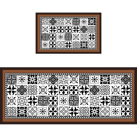 Ede Motif rétro, 4060cm (terre de diatomées) Tapis de sol spécialement conçu pour la cuisine : résistant aux taches, facile à nettoyer, à séchage rapide, en terre de diatomées, absorbant le vent et le (1/5)