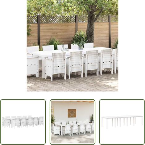 Gartentisch - Garten Essgruppe 13 pcs Weiß Poly Rattan (1/5)