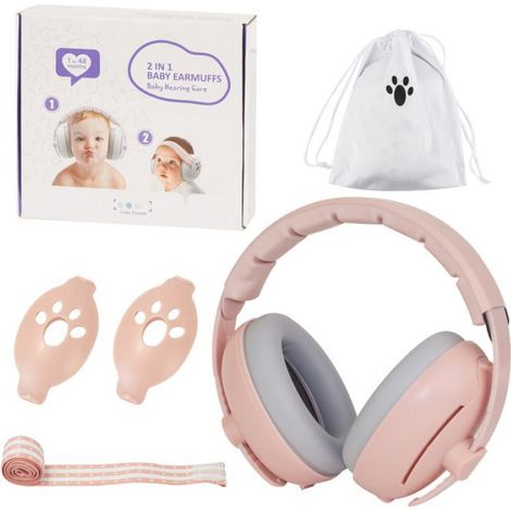 Casque Auditif Bébé - Réduction Sonore 25 dB - Ajustable Pour Nouveau-Nés À 24 Mois - Rose