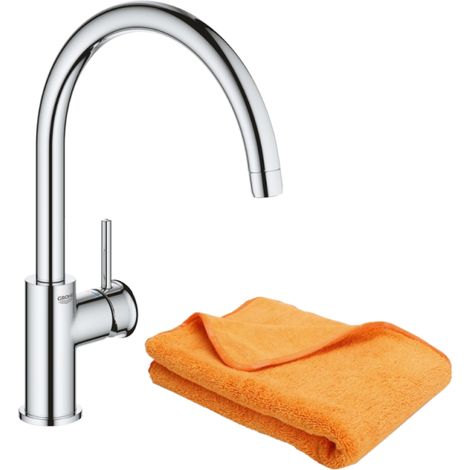 Robinet de cuisine GROHE Start Classic Quickfix chromé + microfibre