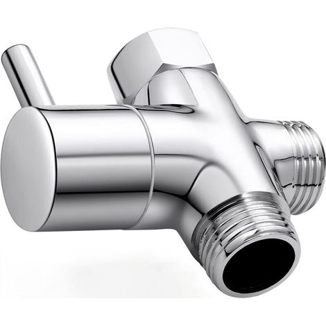 Brass Shower Valve with T-adapter, G1/2" 3-Way Shower Arm Diverter Valve, Universal 3-Way Shower Valve, Chrome-Plated Brass, for Kitchen and Bathroom, 1 Piece