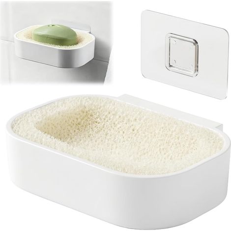 Porte-savon mural, solide et pratique, pour salle de bain, lavabo et cuisine. Porte-savon universel avec plateau amovible et rainures pour sécher le savon. Gain de place et montage facile. (1/5)
