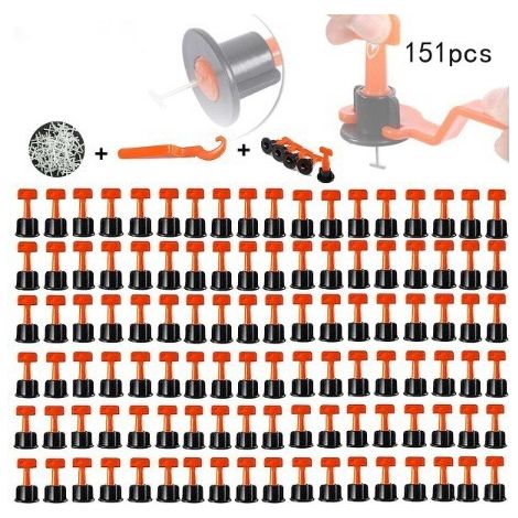 1,5mm Fliesennivelliersystem, 151 tlg. Fliesenlegerhilfsmittel Nivellierset, wiederverwendbares Fliesenkreuz, Fliesenzange, Fliesenkeil-Set für Wand- und Bodenfliesen