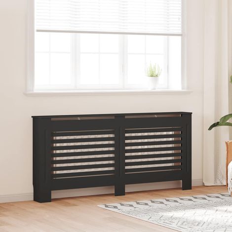 Cache-radiateur noir 172x19x81,5 cm MDF