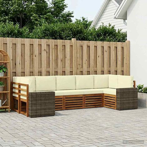 Teenpull – Outdoor-Sofagarnitur 7 Stk. Natur und Creme Polyester (1/5)