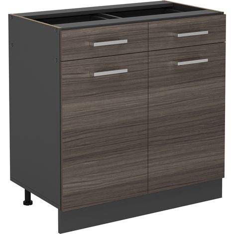 Mobiletto base per cucina R-Line, Grigio nobile, 80 cm senza piano di lavoro, Vicco