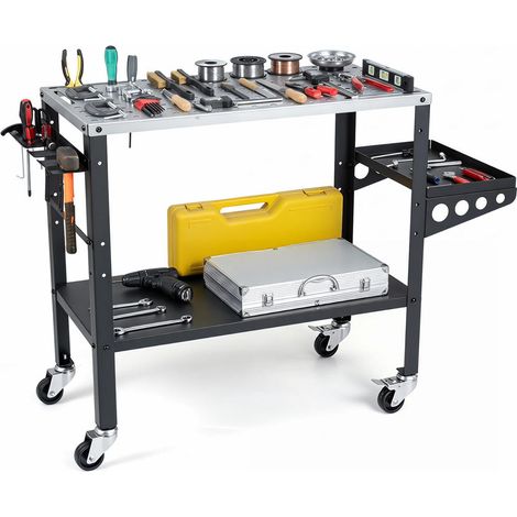 Pour l'atelier mobile et précis, table de soudage avec roulettes freinées, double rangement et 144 trous (1/5)
