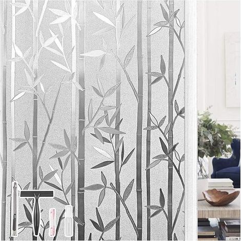 Fensterfolie, elektrostatische Fensterfolie, selbstklebend, blickdicht, UV-beständig, Bambusmuster, 44,5 x 200 cm, für Küche und Schlafzimmer (1/5)