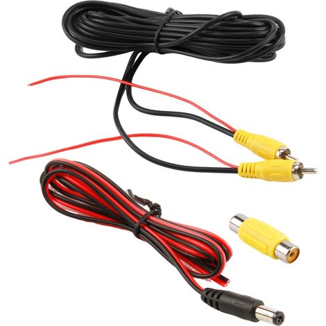 Câble Vidéo RCA de 6m pour Connecter un Moniteur et une Caméra de Recul, Rallonge AV avec Prise Vidéo Connecteur RCA Femelle vers Femelle et Câble D'alimentation DC 1m (1/5)