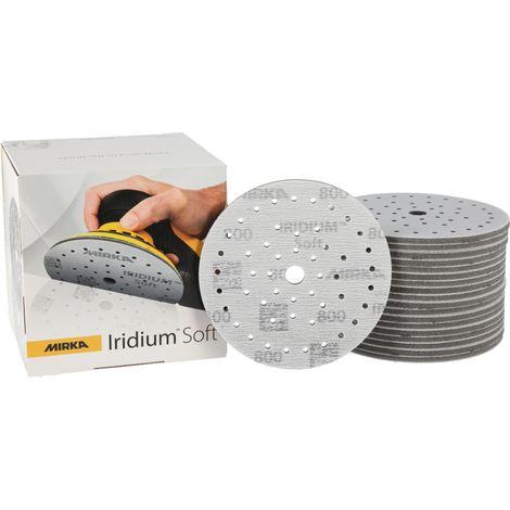 Mirka Iridium Soft Schleifscheiben Ø 150 mm / Korn P800 / Klett Multifit / 20 Stück / schaumbasiertes Schleifmittel für präzises Trockenschleifen, Klarlackschliff, Finish (1/5)