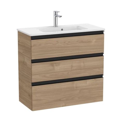 CONJUNTO MUEBLE THE GAP 800X380 3 CAJONES + LAVABO BLANCO NOGAL