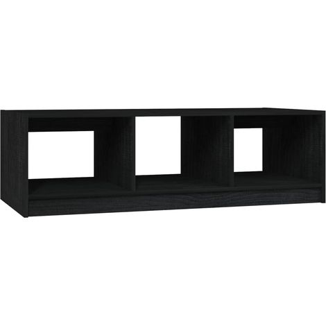 Table basse bout de canapé design moderne 110 x 50 x 34 cm bois de pin massif noir DEC039624