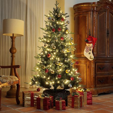 Árbol de Navidad Artificial 180 cm con 350 Luces LED 726 Ramas y Soporte de Acero Árbol Navideño para Interior Verde (1/5)