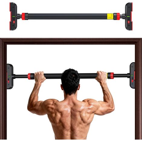 Barre de Traction réglable (72-95 cm), Barre de Tractions Porte, Barre de Traction sans Fixation Installation sans Vis, Chargeable Jusqu'à maximum 200 kg, Pour le Fitness à la Maison (1/5)