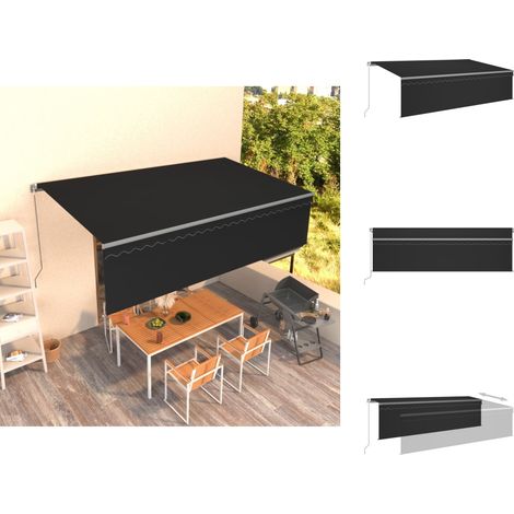 The Living Store Markise Manuell Einziehbar mit Rollo 5x3 m Anthrazit - Markise Anthrazit (1/5)