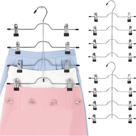 3 Pcs Cintre Pantalon, Cintres Pince avec Clips Réglables Antidérapants Cintre Pantalons Gain de Place pour Jupes, Soutien-Gorge, Jeans, Vêtements, Chaussettes, Écharpe (1/5)