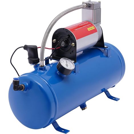 12 V Compresseur d'air, Compresseur d'air Trompette, avec réservoir 6 L, Compresseur d'air pour voiture, Système de compresseur d'air intégré, 100 Psi, pour Klaxon pneumatique, gonflage des pneus (1/5)