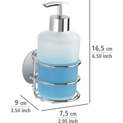 WENKO Turbo-Loc® Seifenspender und Zahnputzbecher, Befestigen ohne bohren, Silber glänzend, Stahl chrom , Polypropylen weiß (1/5)