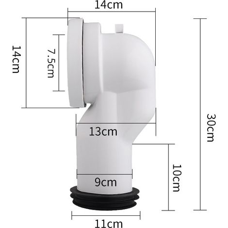 Wandadapter für Toilettenabflussrohr, Universalanschluss 90-107 mm, kleines Fragezeichen-Typ.