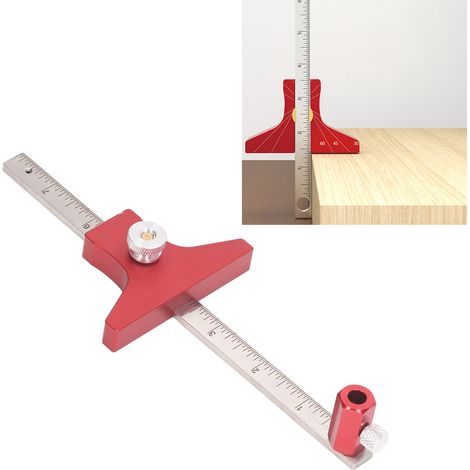 Règle de traçage d'angles pour le travail du bois, outil de marquage multifonctionnel trois en un pour la mesure de la hauteur, outil de traçage parallèle, jauge impériale (1/5)