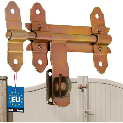 Cerradura de pestillo para puerta de garaje KOTARBAU®, acero galvanizado dorado, 150 mm