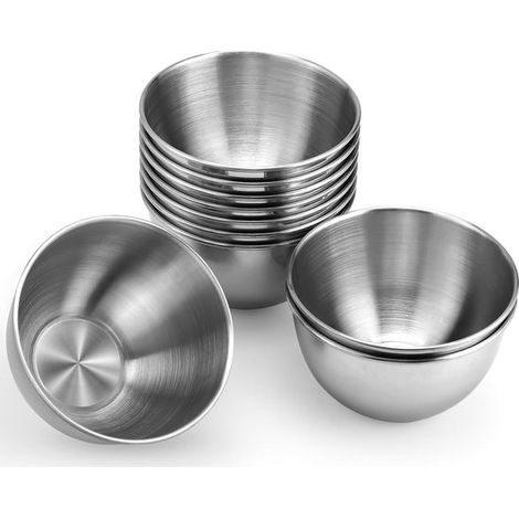 Cuencos redondos de acero inoxidable para salsa - Juego de 10 - Mini redondos (1/2)