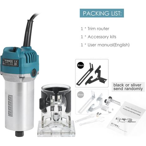 [JAMAIS UTILISÉ]Défonceuse électrique compacte 110 V 800 W, 30 000 tr/min, avec guide de bord et base transparente. Idéale pour le travail du bois, le stratifié, le rainurage et l'entaillage. Couleur 