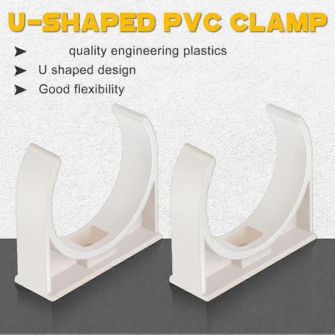 Lot de 50 colliers de serrage en U pour tuyaux PVC de 5 cm (2 pouces), supports de tuyaux, colliers de serrage pour tuyaux PEX, supports de tuyaux en plastique (1/5)