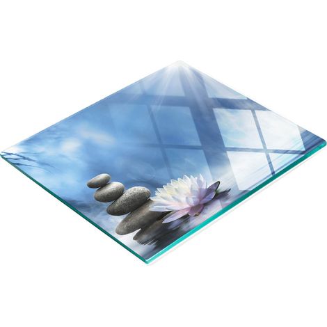 Tabla de cocina de vidrio templado con gr谩ficos decorativos de piedras zen, 60x52 cm. (1/5)