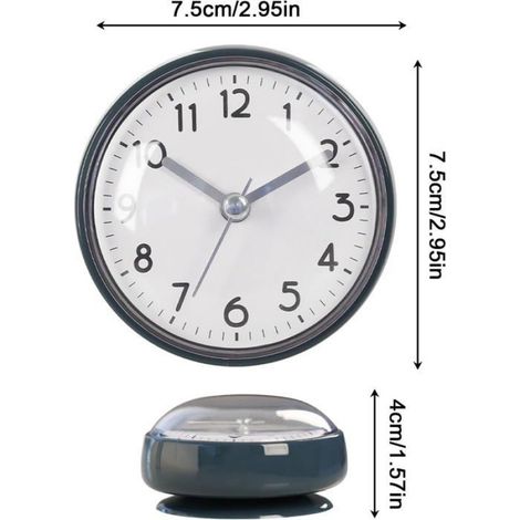 Horloge de salle de bain à ventouse-Horloge de douche étanche avec chiffres extra-larges-Ventouse puissante, adaptée aux miroirs (1/5)