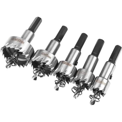 Coffret Scie Cloche, 5PCS Scie Trépan en HSS Cobalt Ø16/18,5/20/25/30mm, Scie Cloche en Acier Haute Vitesse Alliage, Acier, Acier Inoxydable, Approprié au Bois, Plastique, Métal-LIAIKI (1/5)