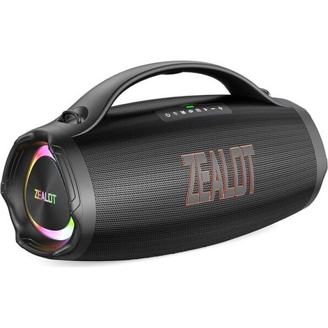 ZEALOT Enceinte Bluetooth 160W IPX6, Basses puissantes, Autonomie 40h, RGB, USB-C, AUX, Carte TF (1/5)