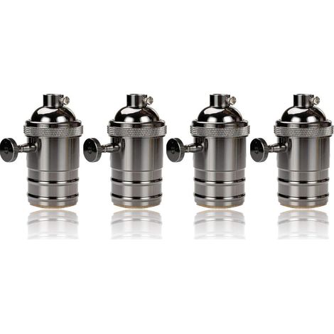 Beijiyi – Lot de 4 douilles vintage E27 avec interrupteur – Adaptateur culot d'ampoule – Cuivre – Tension 110-240V – Capacité jusqu'à 250W (1/5)